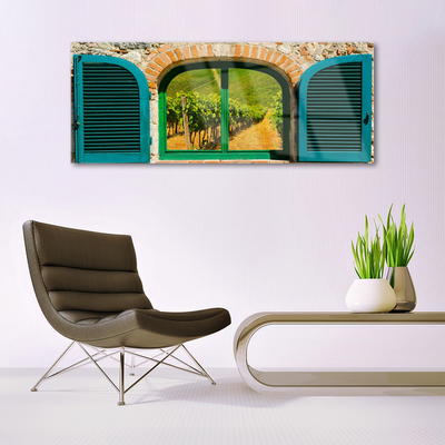 Pintura em vidro Paisagem de campo de janela