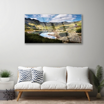 Pintura em vidro Paisagem de lago de montanha