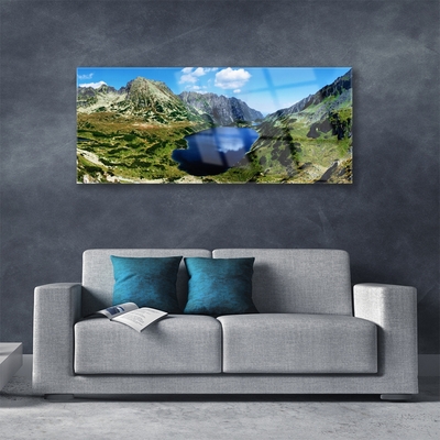 Quadro de vidro Paisagem de lago de montanha