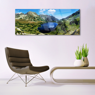 Quadro de vidro Paisagem de lago de montanha