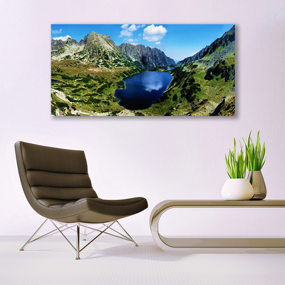 Quadro de vidro Paisagem de lago de montanha
