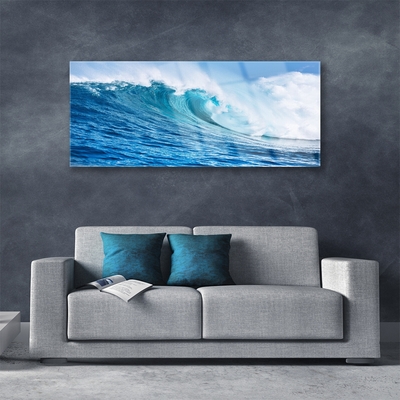 Pintura em vidro Ondas Mar Céu Nuvens