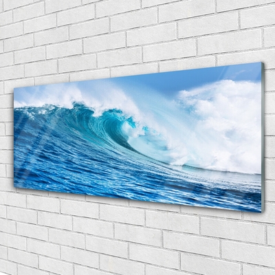 Pintura em vidro Ondas Mar Céu Nuvens