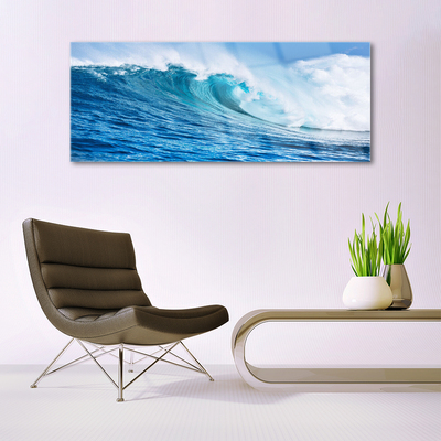 Pintura em vidro Ondas Mar Céu Nuvens