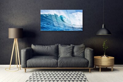 Pintura em vidro Ondas Mar Céu Nuvens