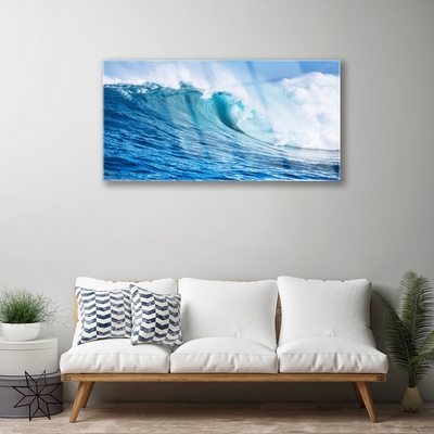 Pintura em vidro Ondas Mar Céu Nuvens
