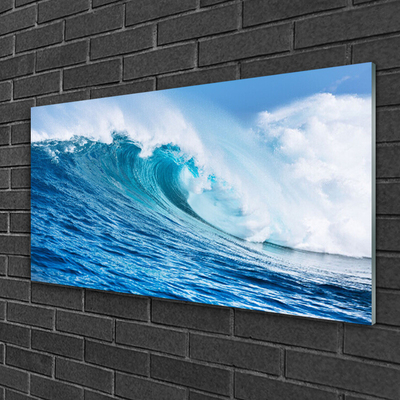 Pintura em vidro Ondas Mar Céu Nuvens