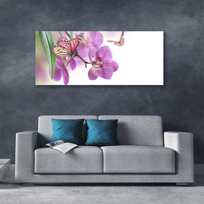 Pintura em vidro Borboletas Flores Natureza
