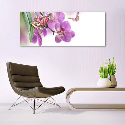 Pintura em vidro Borboletas Flores Natureza