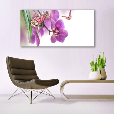 Pintura em vidro Borboletas Flores Natureza