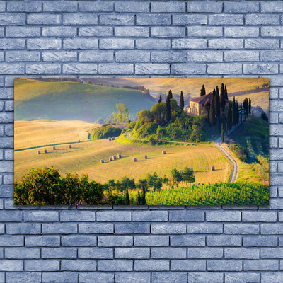 Pintura em vidro Paisagem de árvores de campo