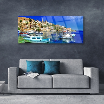 Quadro de vidro Barcos Cidade Mar Paisagem