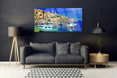 Quadro de vidro Barcos Cidade Mar Paisagem