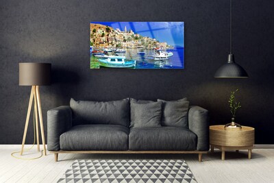 Quadro de vidro Barcos Cidade Mar Paisagem