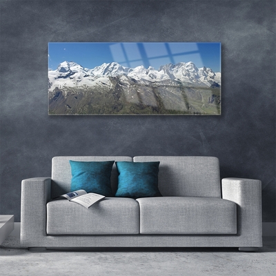 Pintura em vidro Paisagem de montanhas e neve