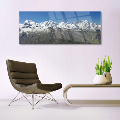 Pintura em vidro Paisagem de montanhas e neve