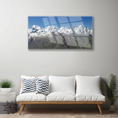 Pintura em vidro Paisagem de montanhas e neve