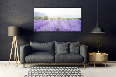 Pintura em vidro Campo de Lavanda Natureza Prado