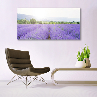 Pintura em vidro Campo de Lavanda Natureza Prado