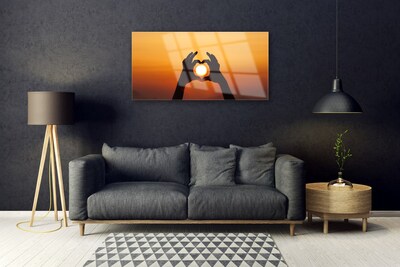 Pintura em vidro Mãos Coração Sol Amor