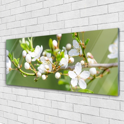 Quadro de vidro Flores Ramos Folhas Pomar