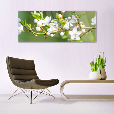Quadro de vidro Flores Ramos Folhas Pomar