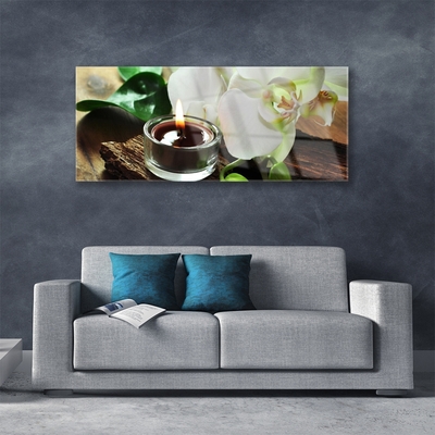 Pintura em vidro Vela Orquídea Spa