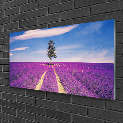 Quadro de vidro Árvore do Prado do Campo de Lavanda