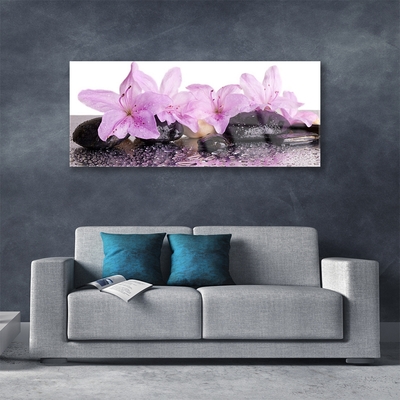 Quadro de vidro Flores Lírio Orvalho Água