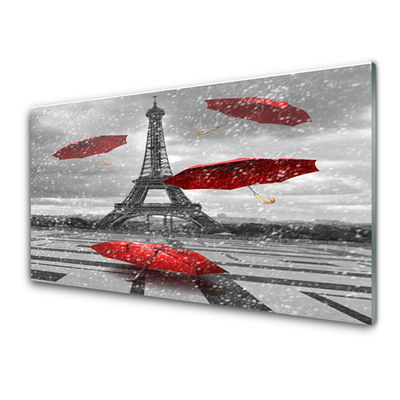Pintura em vidro Guarda-chuva da Torre Eiffel em Paris
