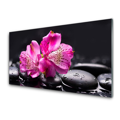 Pintura em vidro Flores Pedras Zen Spa