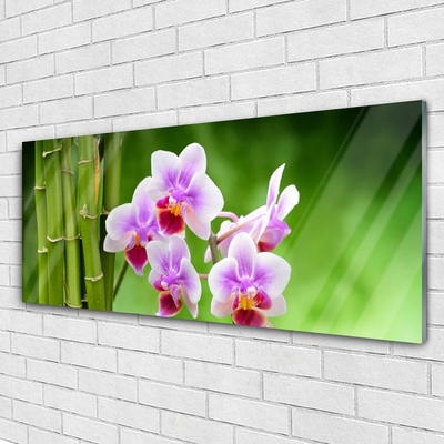 Pintura em vidro Flores de orquídea de bambu zen