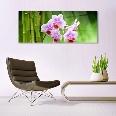 Pintura em vidro Flores de orquídea de bambu zen