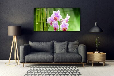 Pintura em vidro Flores de orquídea de bambu zen