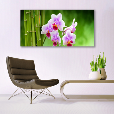 Pintura em vidro Flores de orquídea de bambu zen