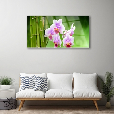 Pintura em vidro Flores de orquídea de bambu zen