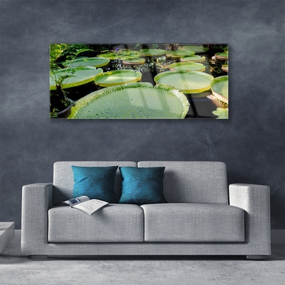 Pintura em vidro Folhas Lago Natureza
