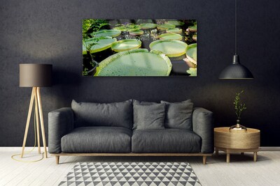 Pintura em vidro Folhas Lago Natureza