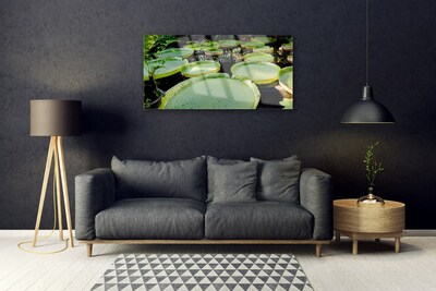 Pintura em vidro Folhas Lago Natureza