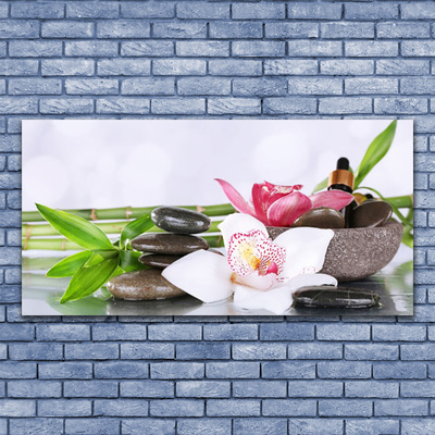 Pintura em vidro Flores de orquídea de bambu