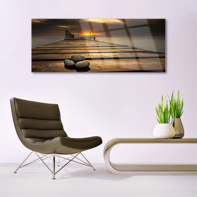 Pintura em vidro Pôr do sol no Sea Pier