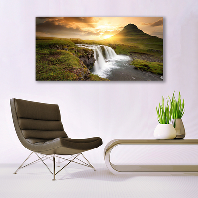 Quadro de vidro Montanhas Cachoeira Natureza