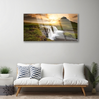 Quadro de vidro Montanhas Cachoeira Natureza