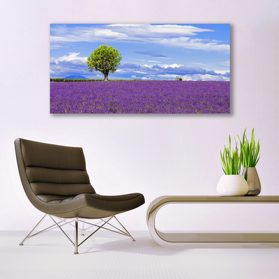 Quadro de vidro Campo de Lavanda Árvore Natureza