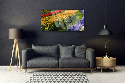 Quadro de vidro Flores Jardim Tulipas