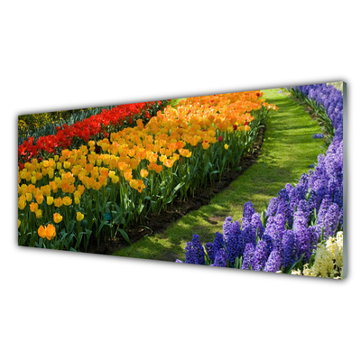 Quadro de vidro Flores Jardim Tulipas