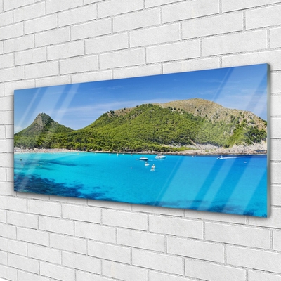 Pintura em vidro Paisagem de montanhas e mar