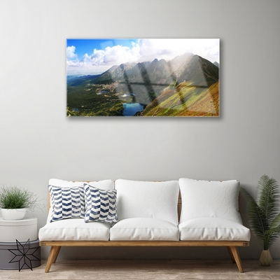Quadro de vidro Paisagem de prados de montanhas