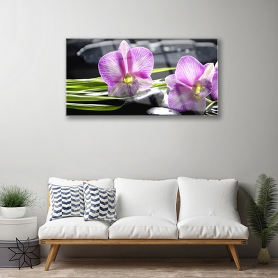 Pintura em vidro Pedras de spa zen orquídea
