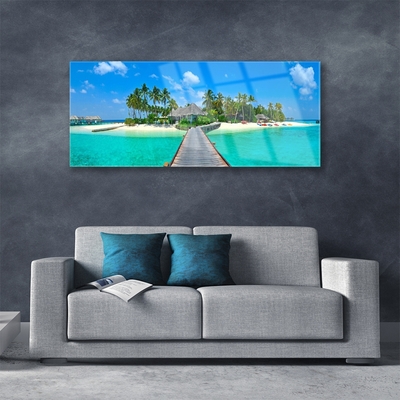 Quadro de vidro Praia Tropical Palm